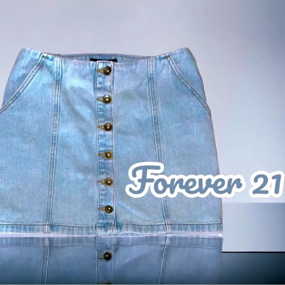Forever 21 l Button Down l Denim l Jean Skirt l M l EUC - Picture 8 of 8